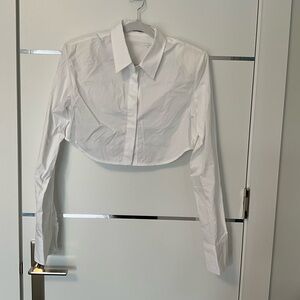 Cropped White Button-Down Shirt - Women